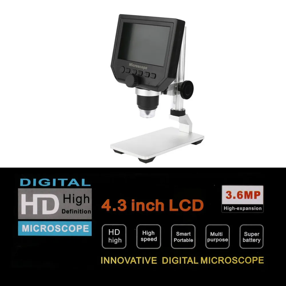 600X Mustool G600 цифровой микроскоп 3.6MP 4,3 дюймов HD ЖК-дисплей непрерывная Лупа с подставкой из алюминиевого сплава обновленная версия