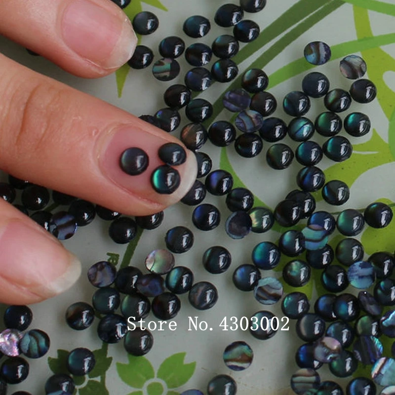 

100pcs/lo 4mm Natural Round Cabochon Blue Abalone Shell Mother of Pearl shell Round Peacock MOP Pearl shell for Fake Nails