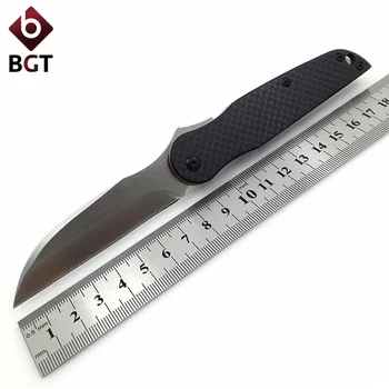 

BGT Tactical Survival Folding Knives D2 Blade Hunting Pocket Multi Knife Camping EDC Tools With Titanium + Carbon Fiber Handle