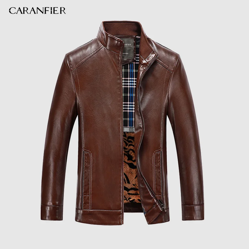 CARANFIER 2019 Новая зимняя мужская куртка из овчины модная однотонная натуральной