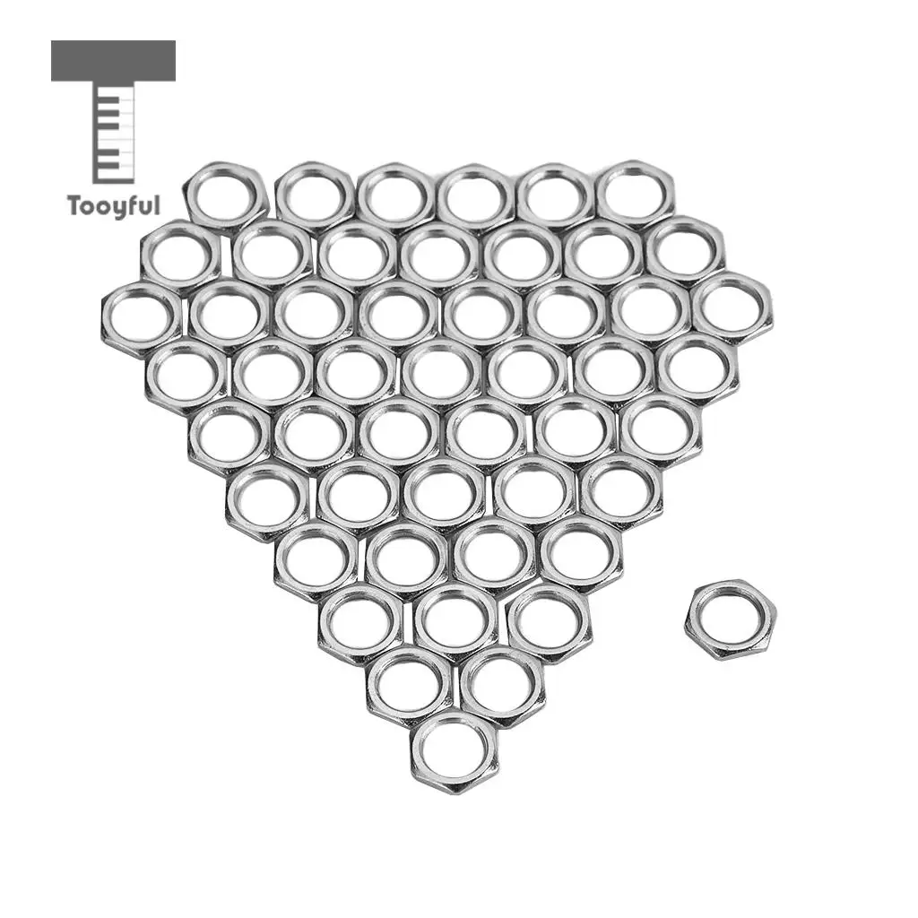 Tooyful 50x Guitar Nuts Thin Nuts Dia. 8mm Guitar Pots Input Output Jacks for Guitar Parts Accessories -Silver 12x8x2mm 