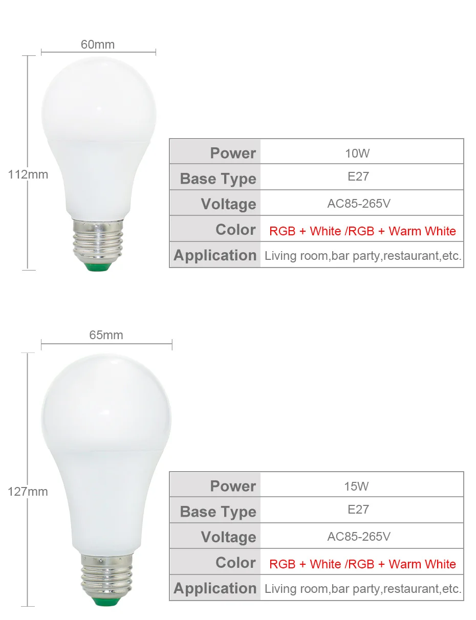 RGB светодиодные лампы E27 220 в 110 В 2835SMD 5050 SMD 5 Вт 10 Вт 15 Вт RGBW RGBWW светодиодные лампы лампочки полный 16 цветов с ИК пульт дистанционного