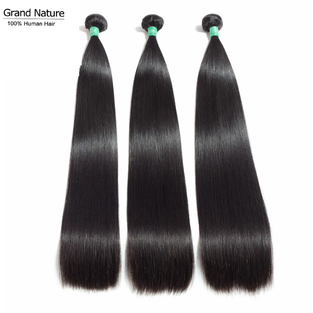 Grand Nature Brazilian Virgin Hair double drawn Straight 3bundles brazilian Hair Weaves bundle thick full end 3/4pcs