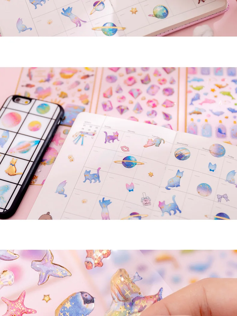 Magic Planet Transparent 3D Decorative Stickers Scrapbooking Stick Label Diary Stationery Album Stickers