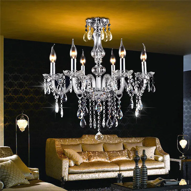 

Smuxi Pendant Lights 600W E12 Modern Crystal Pendant Living Room 6 Lamp Lighting Fixture 110-240V Home Decoration