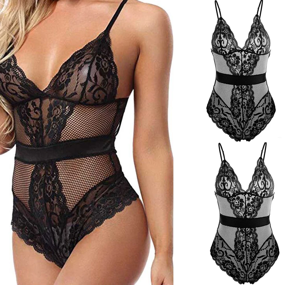 Womens Bodysuit Sleeveless Solid V-Neck Sexy Lace Up Bow Bandage Backless Lingerie Romper Summer Jumpsuit 2019 | Тематическая