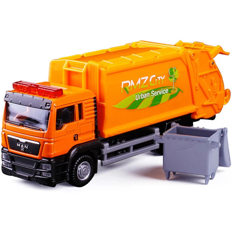 Модель грузовика для мусора R 1:64 Игрушечный Грузовик из сплава санитарии