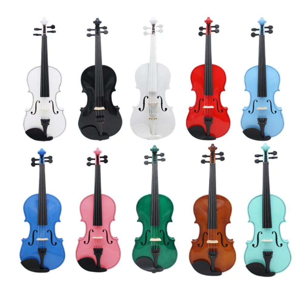 4/4 High Quality 10 Color Solid Wood Violin 4 Strings Light Beech ...