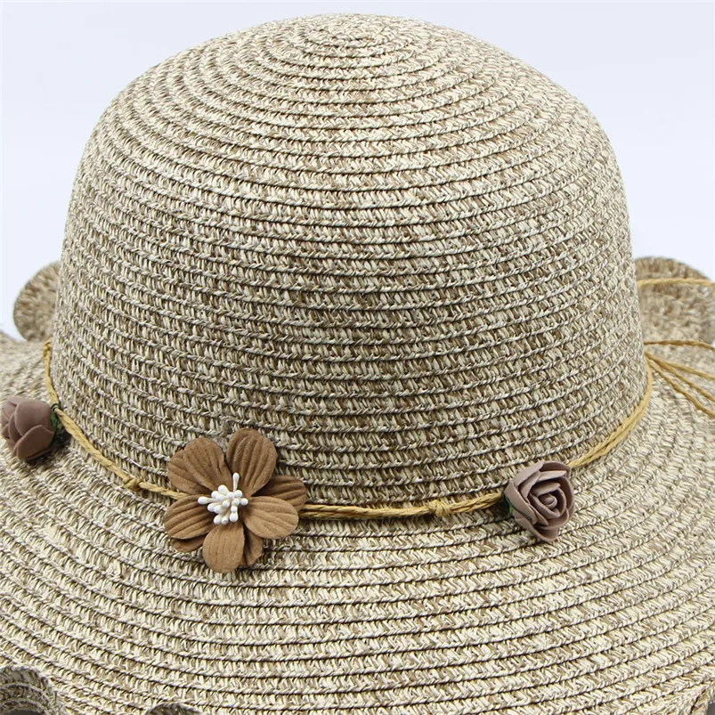 2019 Fashion Style Summer Hat Spring And Summer Women Sunshade Flower Lace Rope Sun Hat leisure folding fisherman hat H14 (6)