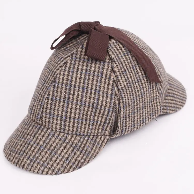 Шапка Доктор Кто детектива, шерстяная шапка в елочку с двойными полями, шапка Шерлок Холмс, модная шапка