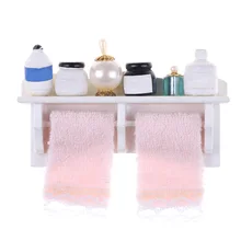 Por Novelty Bathroom Accessories Novelty 1 12 Dollhouse Miniature Bathroom Set Towel Rack Makeup Cosmetic Accessories