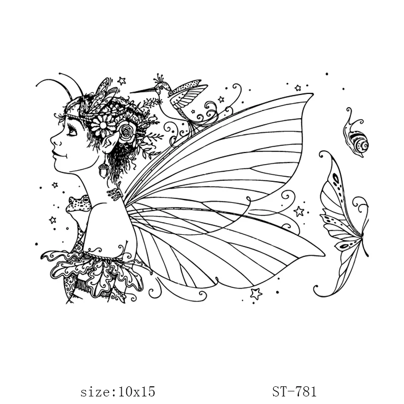 

AZSG Butterfly girl Clear Stamps/Seals For DIY Scrapbooking/Card Making/Album Decorative Silicone Stamp Crafts