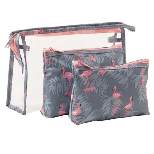 

3pcs/Set Women Travel Cosmetic Bag PVC Zipper Makeup Storage Pouch Ladies Fashion Animal Print Toiletry Case