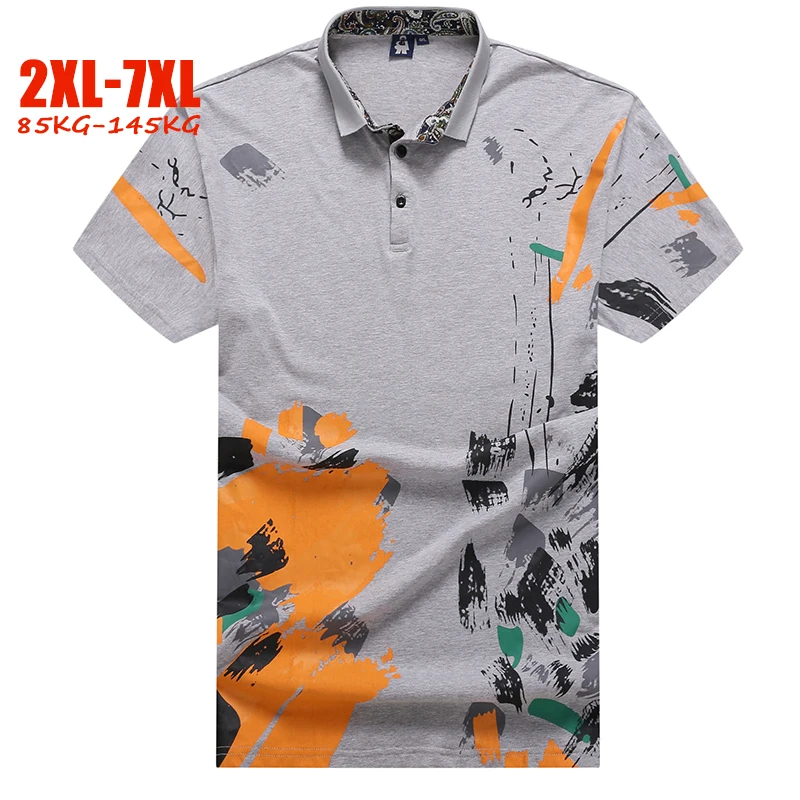 Мужская рубашка поло с ручной росписью размера плюс 5XL 6XL 7XL, летние мужские рубашки поло, брендовые рубашки поло в английском стиле больших размеров