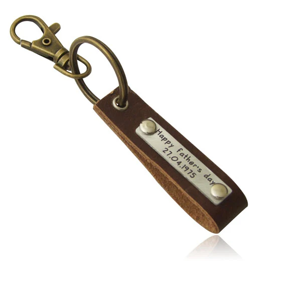 Custom leather keychain alloy name keychain father s gift free shipping personalized key ring for Dad