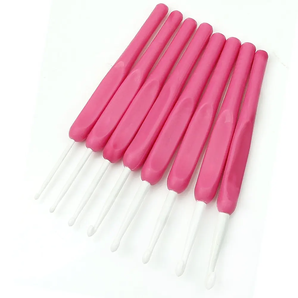 Hot 8Pcs Ergonomic Plastic Handles Crochet Hooks Knitting Knit Needles ...