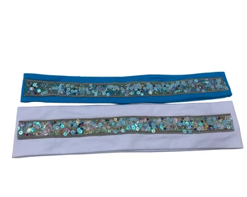 

P172142 2017 new fashion stretch 100%cotton 5cm headbands,colorful sequin stripe plain hair band, shimmer headband for women