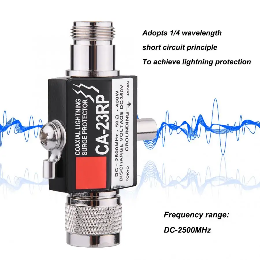 

Lightning Arrester 50 DC-2500MHz N Connector 400W Coaxial Lightning Surge Protection Protector Arrester Arrestor