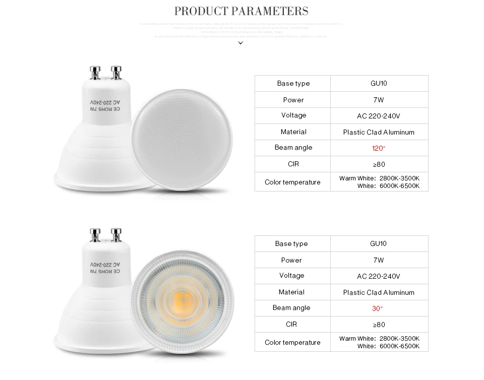 Без затемнения GU10 7 Вт светодиодный лампы Spotlight 220 В SMD 2835 противопожарные Пластик Алюминий охлаждения светодиодный светильник потолок пятно света