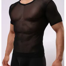 Лидер продаж, сексуальные мужские прозрачные сетчатые рубашки, прозрачные майки с мускулами, нижнее белье, мягкое Эротическое белье для ночного клуба FX1018