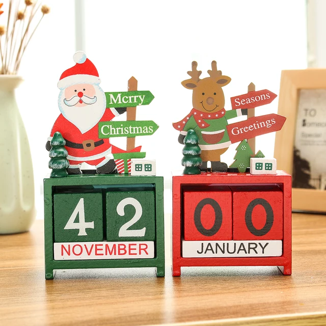 mini christmas advent calendars santa claus elk wooden calendar box january calendar decorations