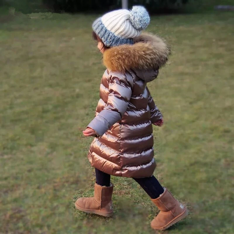 

2018 New Fashion Children Winter Jacket Girl Boy Winter Coat Kids Warm Thick Fur Collar Hooded Long Down Coats for Teenage 2-12Y