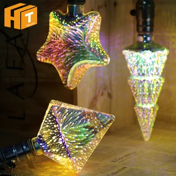 3D Led Lamp Decoratie E27 Vuurwerk Lamp AC85-265V A60 ST64 G80 G95 G125 Hart Ster Kerstboom Novelty Vakantie Licht.