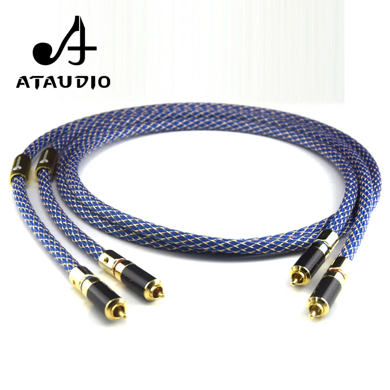 ATAUDIO Silver Plated Hifi RCA Audio Cable Dual Shielding High Quality 2RCA to 2RCA Male DVD Amplifier Interconnect RCA Cable