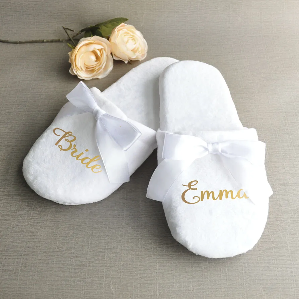 

Customized Wedding Slippers,Personalized Bride&Bridesmaid Name Slippers,Bridal Party Spa Slippers,Bachelorette party favors gift