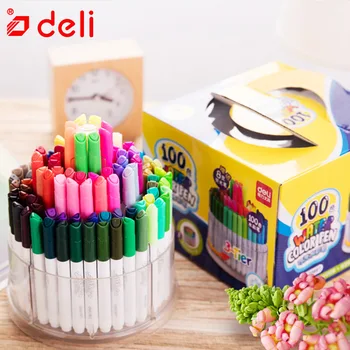 

Deli 100Colors Watercolor Pen Artist Marker Pen for Drawing Painting Water Based Ink Sketch Marker Gift for Kids School Supplies