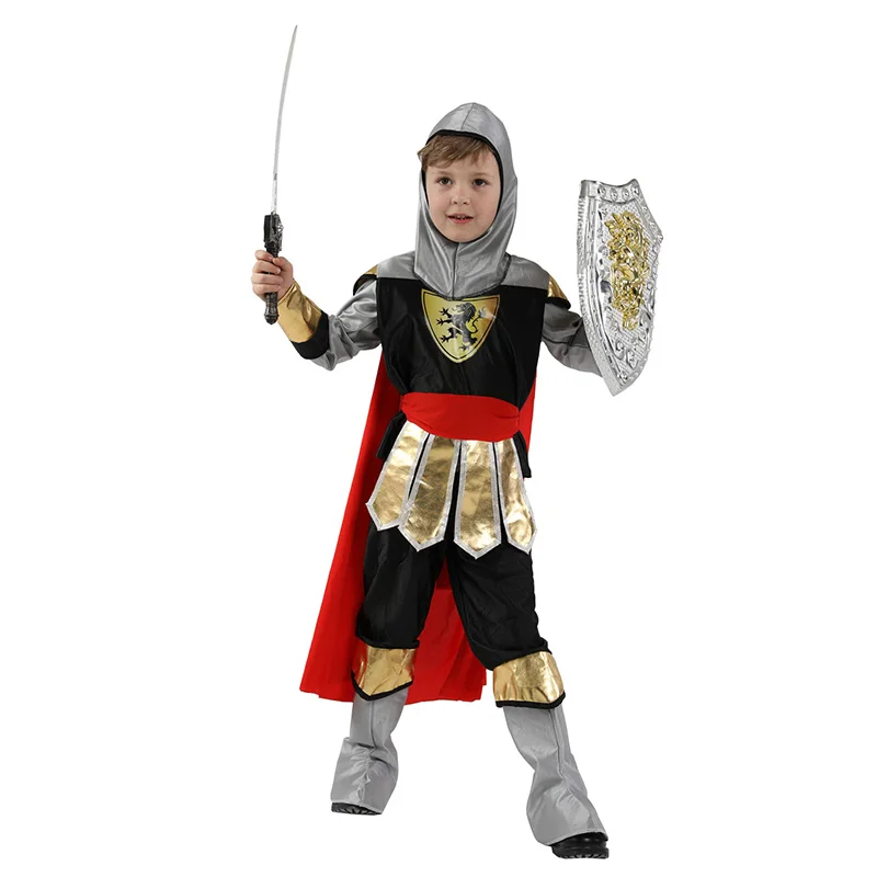 Вечерние костюмы на Хэллоуин для детей, Королевский рыцарь-воин, Костюм Солдата для мальчиков, средневековый римский костюм для косплея, карнавальный костюм, нарядное платье