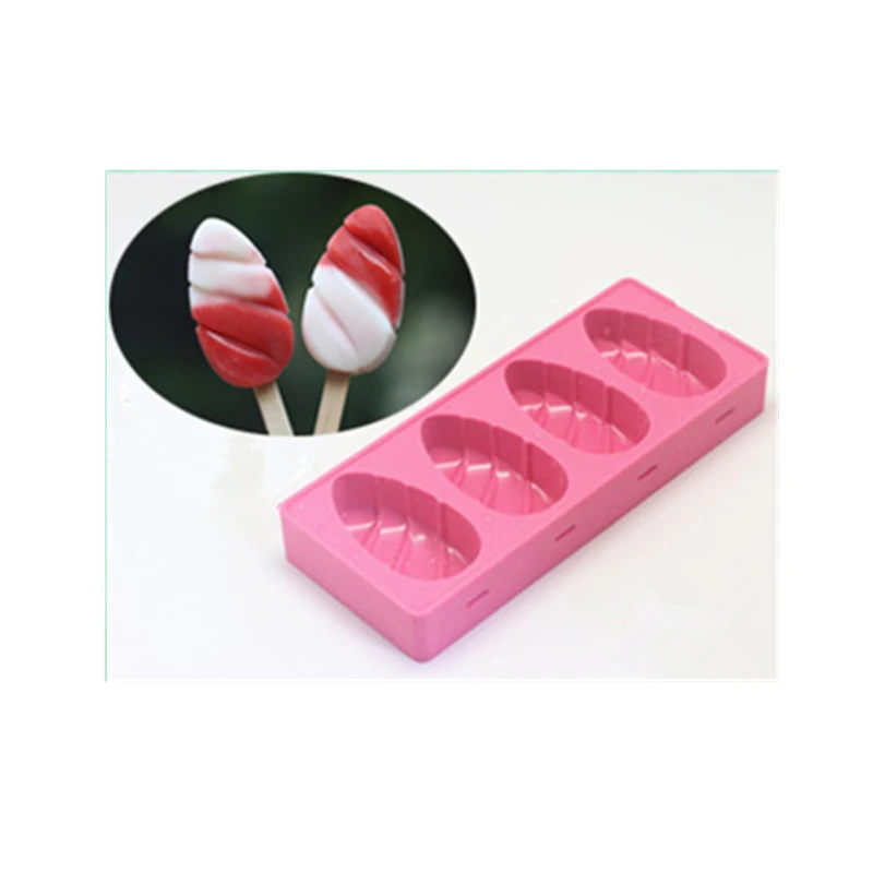 

1 set Ice Cream Tools 4-Cavity Leaves-shaped Ice Pop Molds Soft Popsicle Molds Ice cream Makers With Lid Silicone Mold