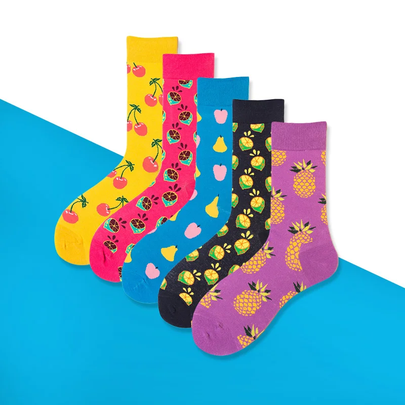 С фруктовым принтом счастливые мужские носки 2019 новые модные носки искусство пара забавные спортивный скейтборд носки женские 9 цветов