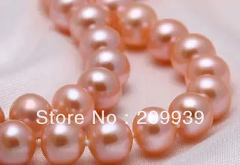 

free shipping 001815 HUGE 18"10-11MM NATURAL SOUTH SEA GENUINE GOLD PINK PEARL NECKLACE