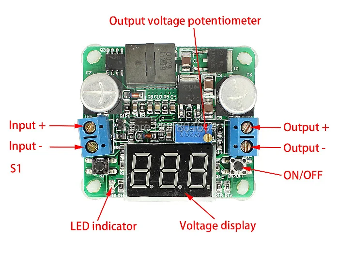 DC-DC понижающий и повышающий преобразователь напряжения 5-25 В до 0,5-25 в 25 Вт повышающий/понижающий модуль питания с вольтметром