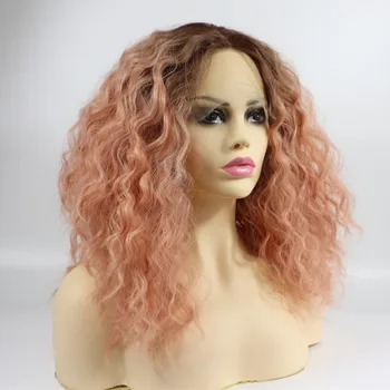 

Fantasy Beauty Short Rose Pink Bob Wig Ombre Wavy Medium Length 2 Tone Heat Resistant Synthetic Hair Replacement Wig For Women