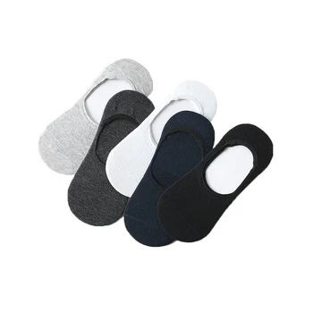 

5 pairs men's invisible cotton socks pure color fashion male boat socks spring summer non-slip silicone shallow sock