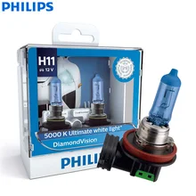 Philips Diamond Vision H11 12V 55W PGJ19-2 12362DVS2 5000K холодный белый автомобиль галогенные фары авто противотуманные фары луч(двойной пакет