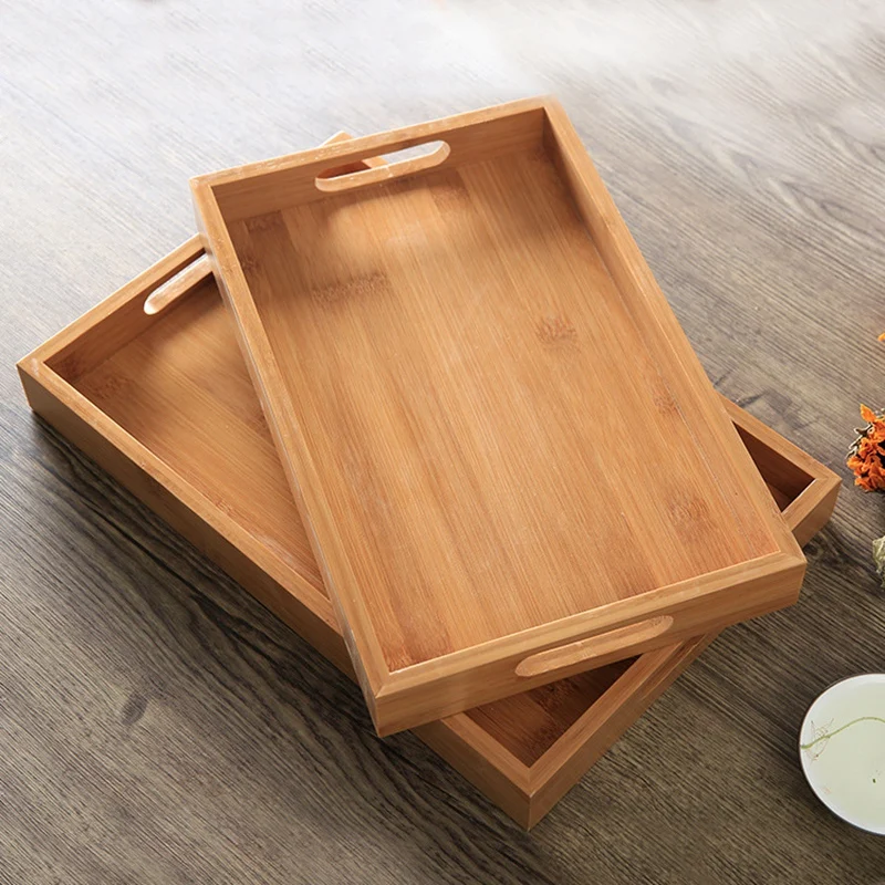 Японский квадратный поднос, твердый деревянный чайный сервиз, поднос для дома, поднос для завтрака, лоток для торта