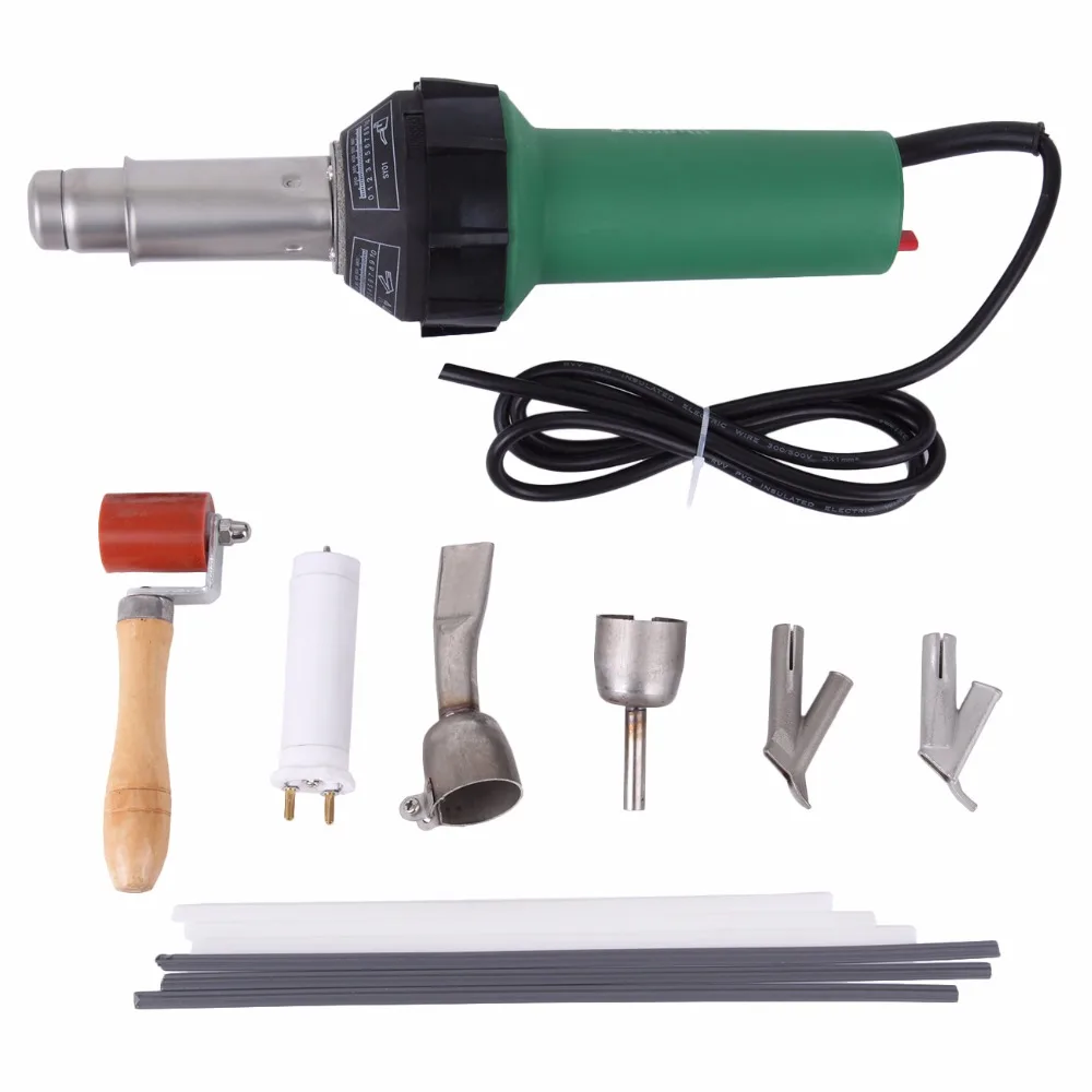 

(Ship from US ) 1500w Hot Air Solder Soldering Welding Gun Bonding Welder Gun With Rods Pressure Roller Speed Nozzle