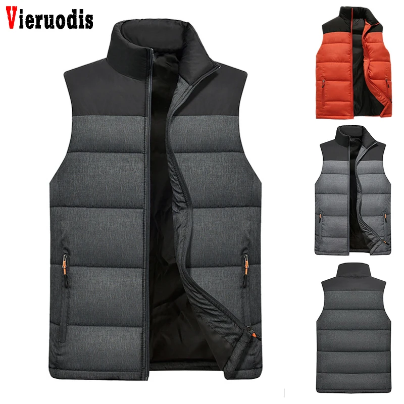 

Otoño Invierno hombre abajo Chaleco de Los Hombres Calientes abrigos gruesos chaqueta y abrigos cremallera múltiples bolsillos Casual chalecos para hombre chaqueta sin mangas