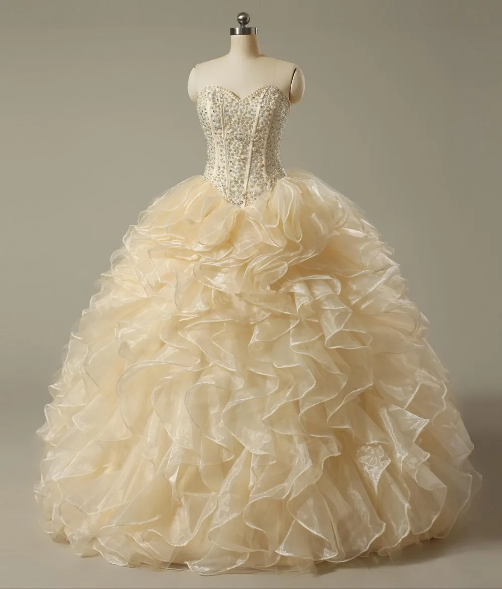champagne colored ball gown