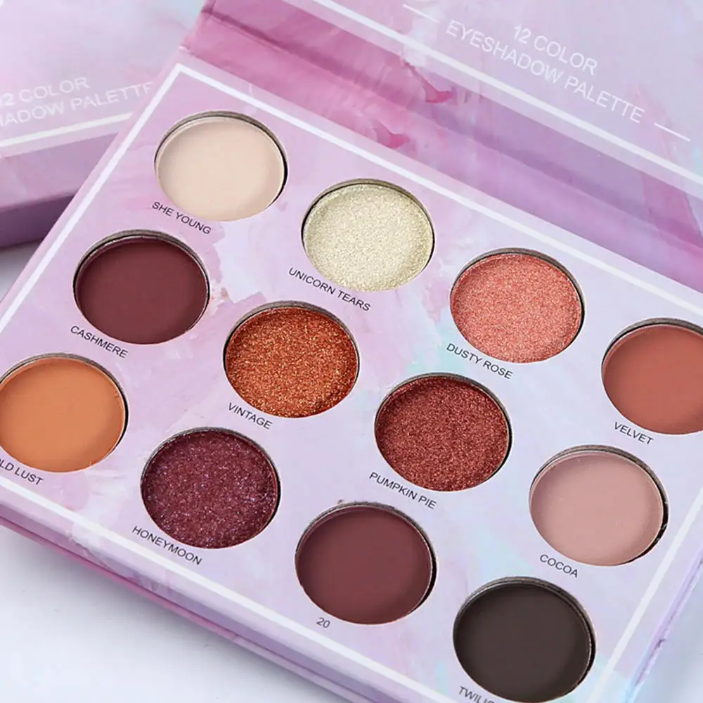 Matte& Блеск теплые тона палитра теней 12 Цвета Eye Shadow макияжа