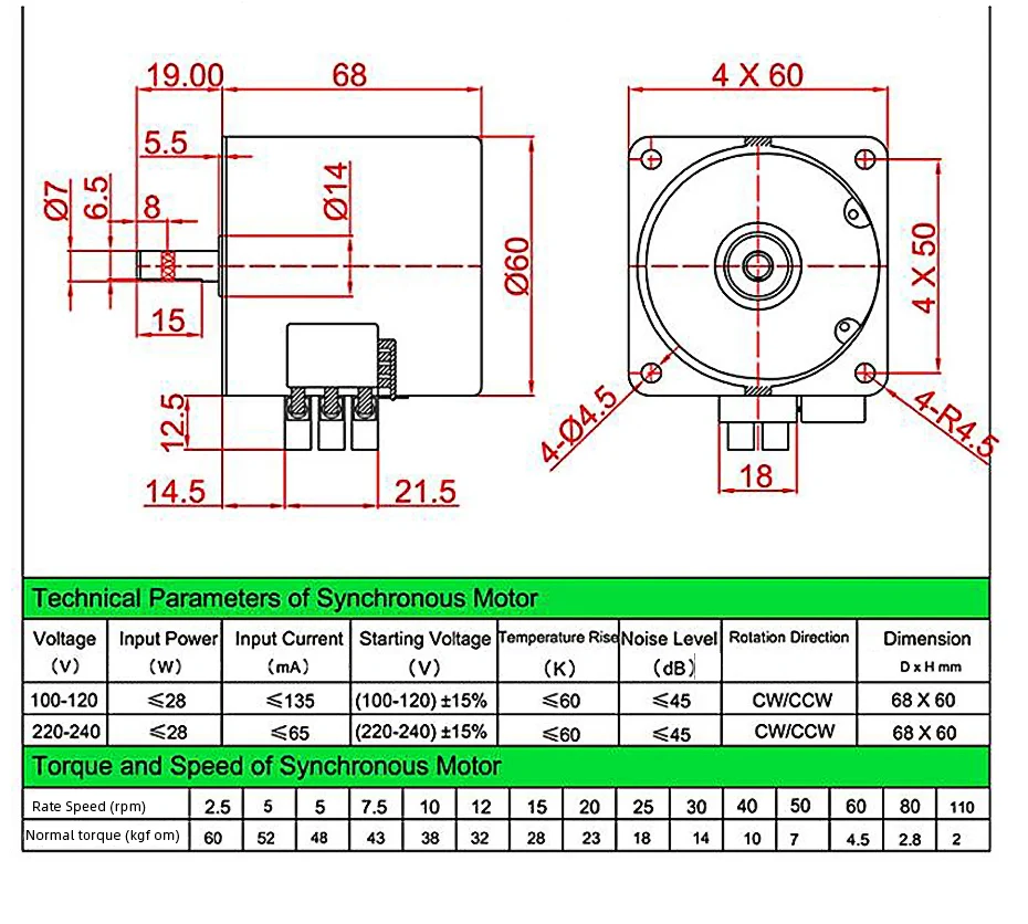 motor síncrono da engrenagem 2.5rpm 5rpm 10rpm