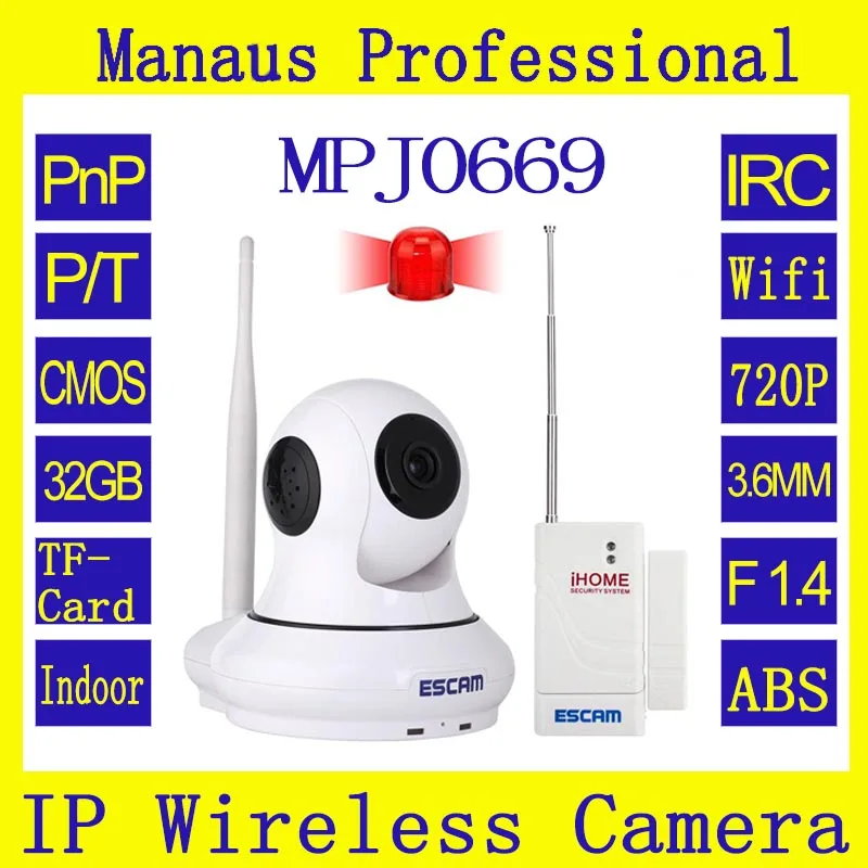 

1MP HD P2P Wirless Wifi Home Security CCTV Camera with Door sensor ESCAM Patron QF500 Box camera support 32GB TF Card 720P J0669
