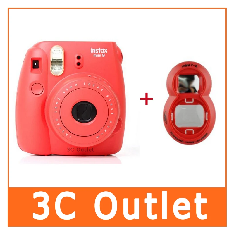 Пленка Fujifilm Instax Mini 8 + объектив Fuji Mini8 (красный) подарок на Рождество/День Святого