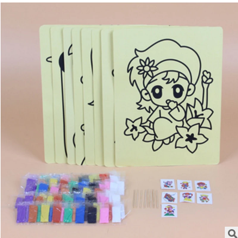 20 шт 16 K цветная Песочная Живопись Набор карточек дети с желтым фоном обучение рисованию игрушки шаблон случайный