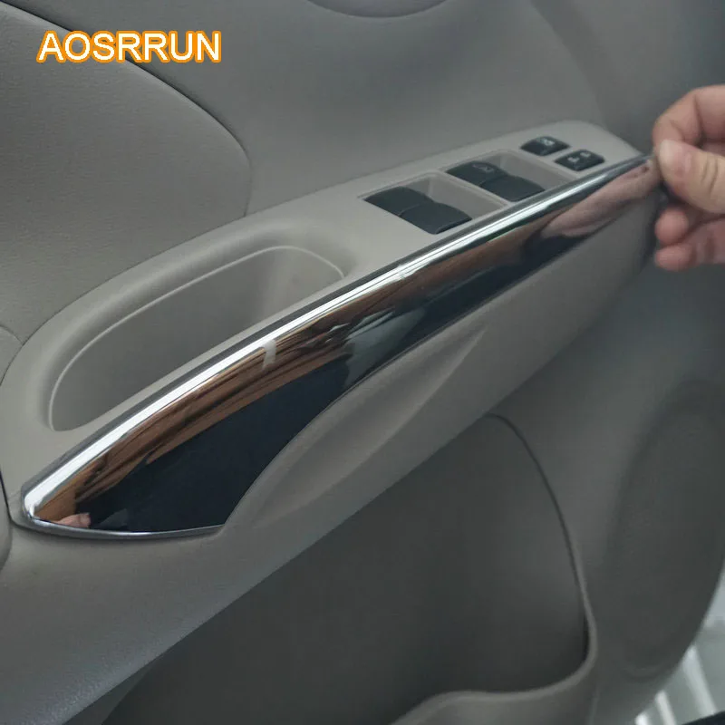 

AOSRRUN For Nissan Versa Sedan hatchback note SR 2014 2015 ABS chrome interior trim stickers decoration line car accessories