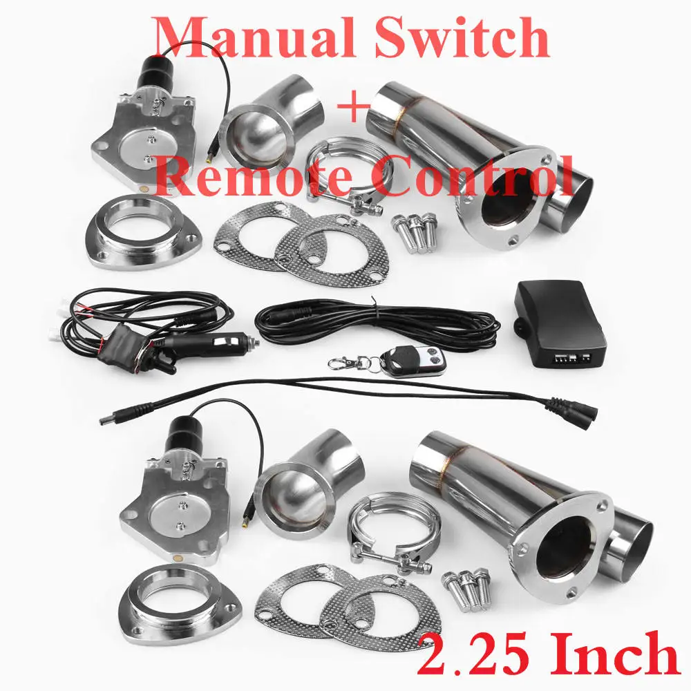 Dyno-2.2" 2,5" 3 дюймов 2xCut дистанционного Управление/ручной переключатель Нержавеющая сталь Y заголовки пара Электрический Выпускной вырез трубы комплект - Цвет: 2.25 Inch M and R