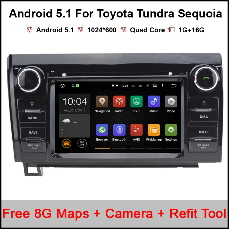 7 дюймов 2 DIN HD 1024x600 4 ядра android 5.1.1 автомобильный DVD GPS для Toyota Tundra Sequoia 2007- 2015 стерео Радио 3G Wi-Fi БД DVR